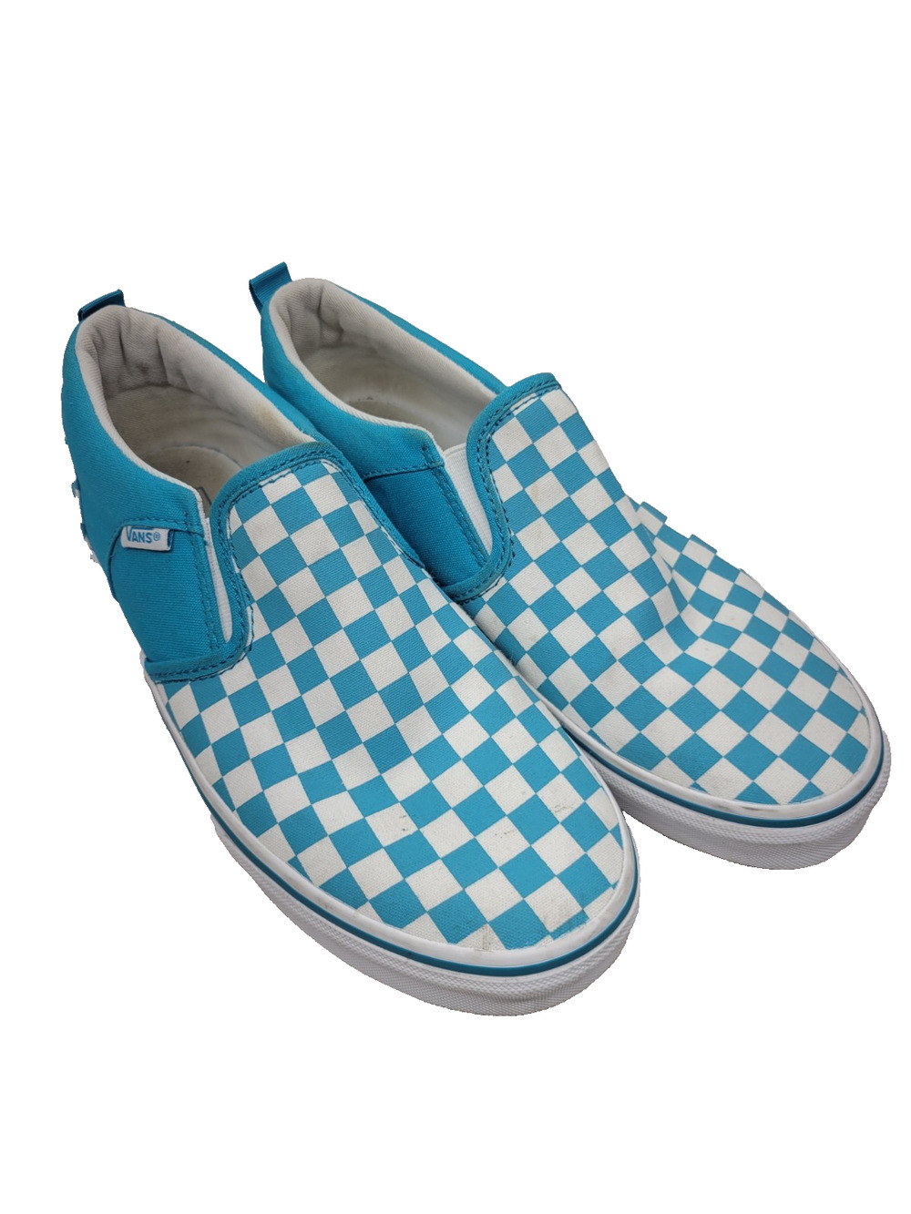 Vans Women's Shoes ''Classic Slip-On" (Checkerboard) - Caribbean Sea Size 5.5